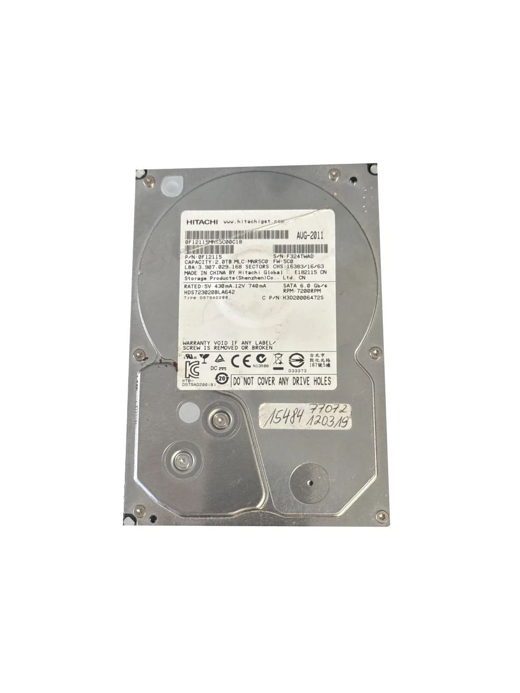 Hitachi 2 TB (2000 GB) 3.5" SATA Festplatte